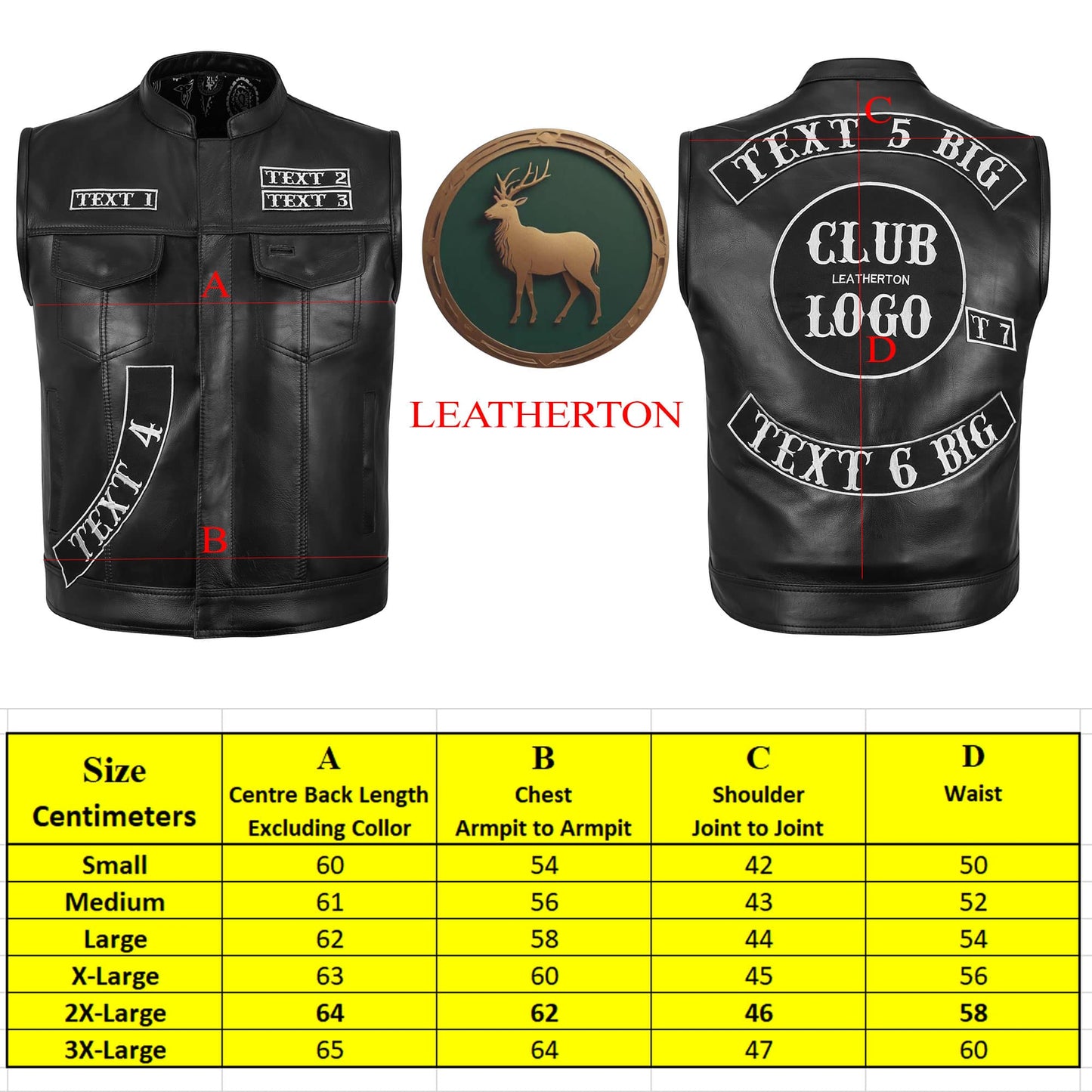 Custom Embroidered Black Leather MC Club Vest