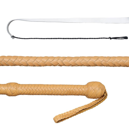 Indiana Jones Tan Kangaroo Leather Bullwhip – 4ft to 12ft Handmade