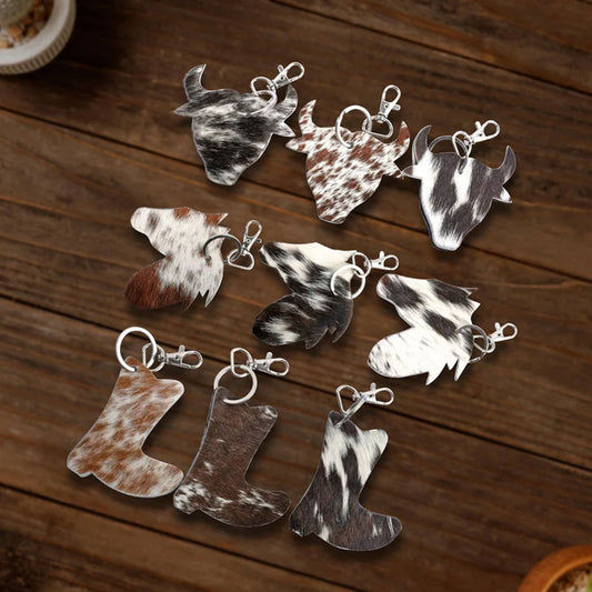 Hair-On Leather Keyrings – Unique Rustic Gift Idea