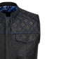 Blue Diamond Stitched Leather MC Club Vest – Custom Biker Gift
