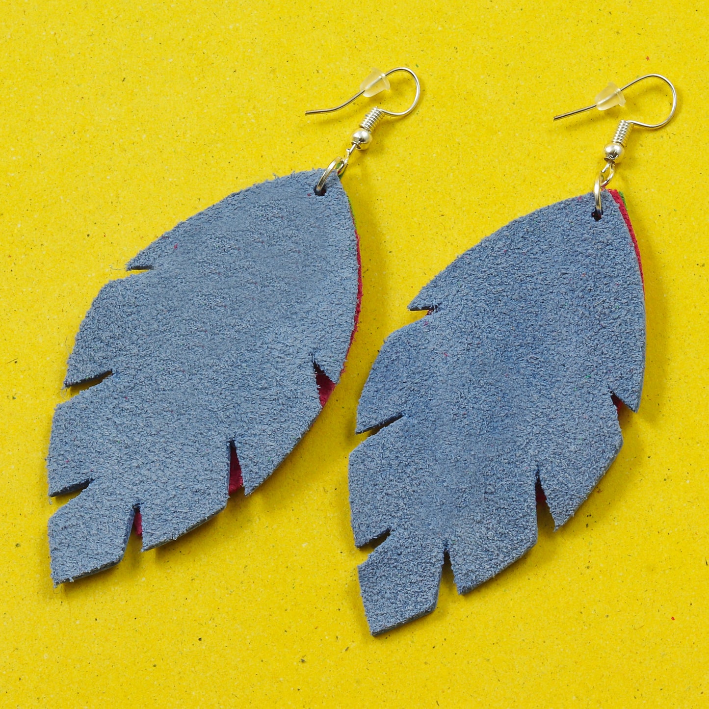 Tri-Petal Leather Earrings - Nubuck Leather