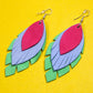 Tri-Petal Leather Earrings - Nubuck Leather