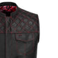 A premium handmade Red Diamond Stitched MC Club Vest displayed on a plain background. Constructed from genuine cowhide leather, this vest showcases intricate red diamond stitching, satin lining for comfort, and secure brass zipper closure. Customizable for biker patches, logos, and club insignias, it’s ideal for motorcycle enthusiasts, rebels, and road warriors who demand durability and biker style.