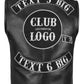 Back view of black cowhide leather MC vest showing large embroidery space for back patches up to 37x12 cm, plus curved patch area 30x7.5 cm. Custom embroidered biker vest designed for motorcycle clubs, hunting groups, and personalized rider gear with durable stitching, rugged finish, and handmade craftsmanship.