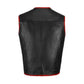 Back view of buffalo leather red motorcycle club vest highlighting smooth finish and clean stitching for patch-ready customization. Perfect for bikers, club members, and motorcycle enthusiasts seeking a durable handmade vest with strong buffalo hide leather and western-inspired road warrior appeal.