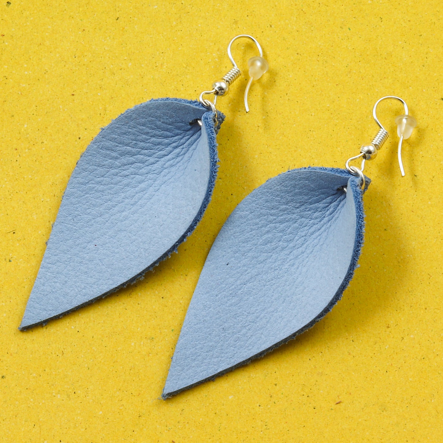 Leaf Leather Earrings - Nubuck Leather
