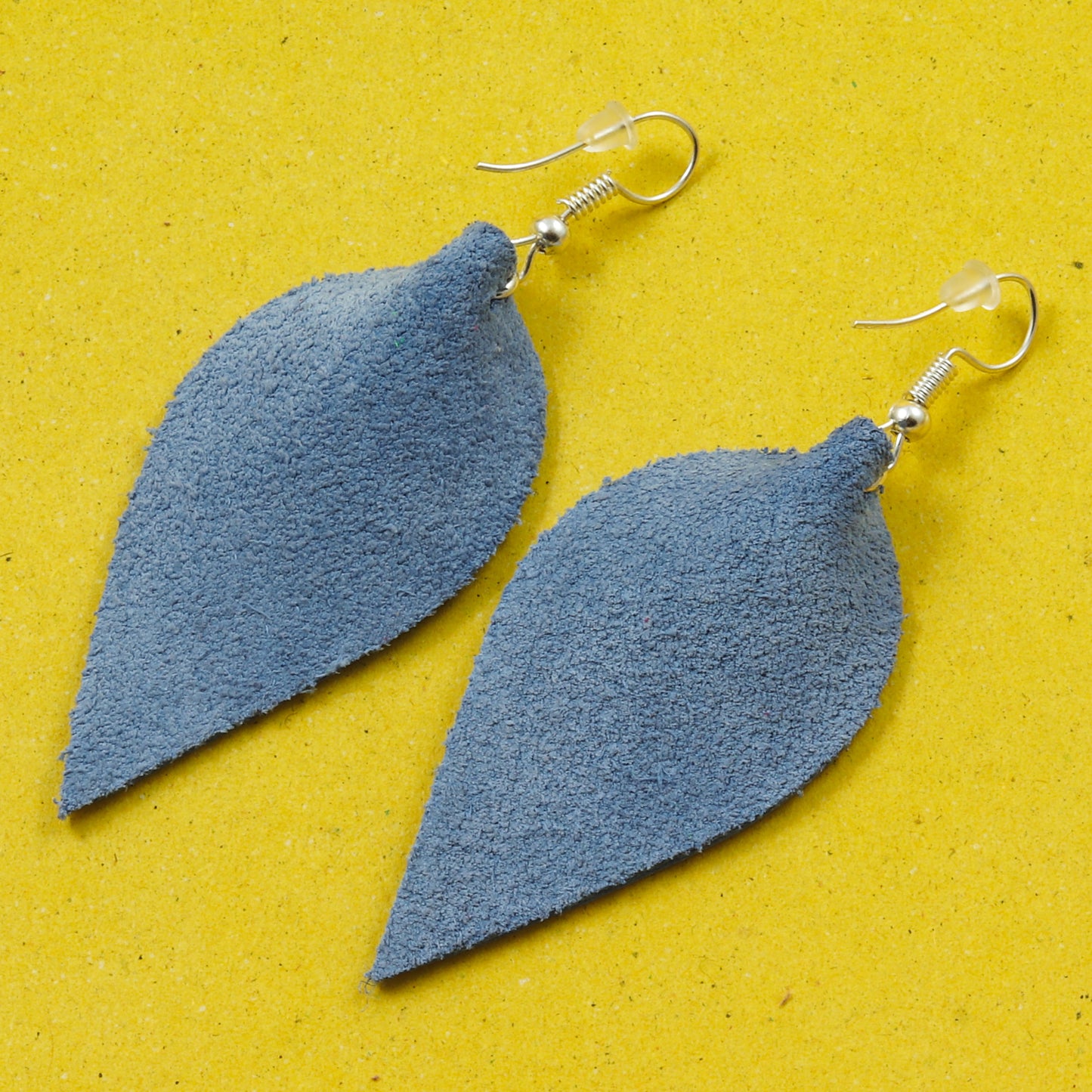 Leaf Leather Earrings - Nubuck Leather