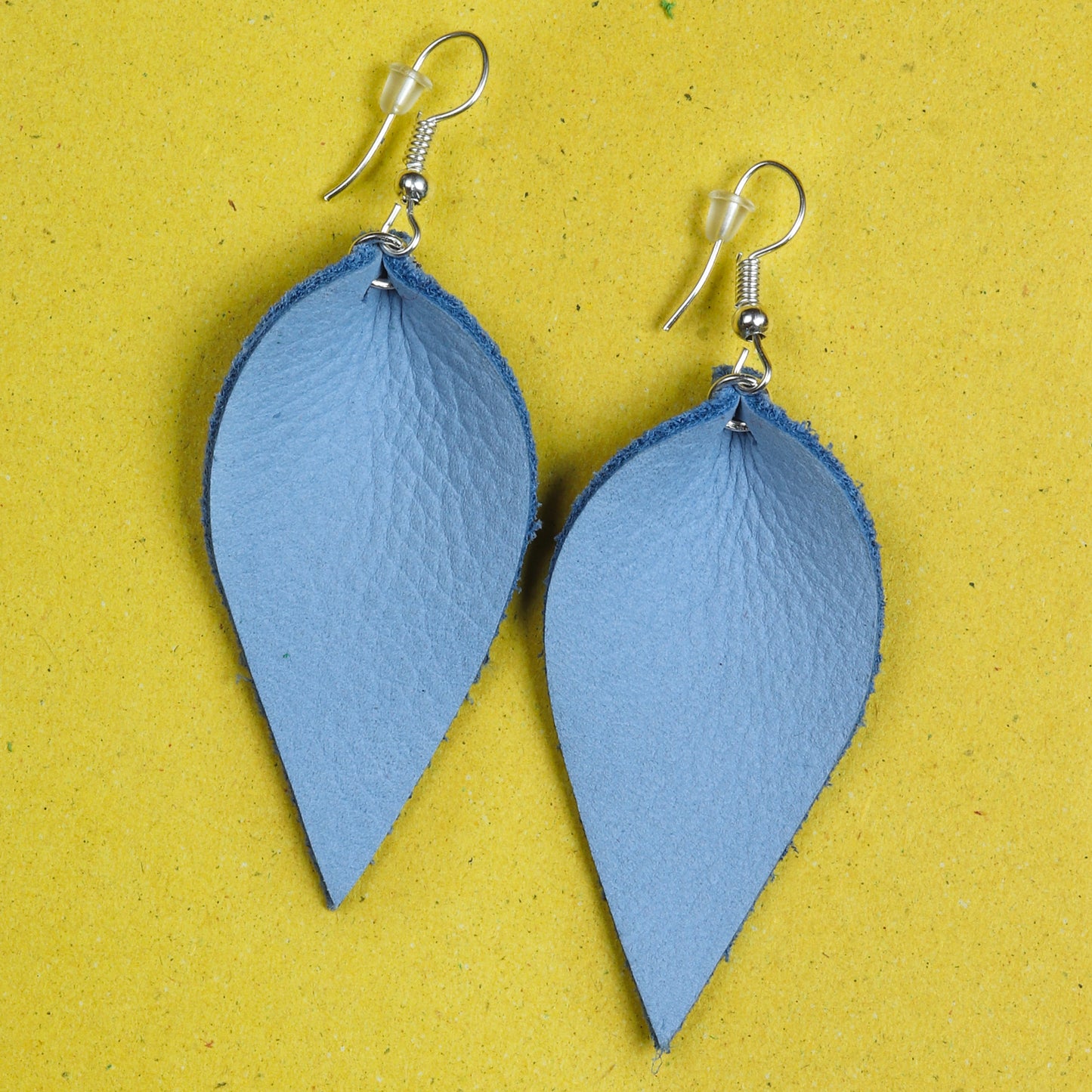 Leaf Leather Earrings - Nubuck Leather
