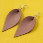 Leaf Leather Earrings - Nubuck Leather