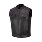 Close-up of a handcrafted Pink Diamond Stitched MC Club Vest made from premium cowhide leather. Featuring bold pink diamond stitching across the chest, durable YKK brass zipper closure, and dual chest pockets, this biker vest is designed for motorcycle club members and road warriors. Fully customizable with patches, colors, and sizes, it makes the perfect choice for men and women riders seeking standout biker gear.