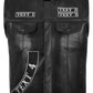 Custom embroidered leather MC club vest made from A+ grade genuine cowhide leather in classic black. Features multi-pocket layout, snap and zipper dual closure, and fully customizable with 7 embroidered text patches plus 1 large logo embroidery. Ideal for motorcycle riders, biker clubs, and personalized club gear.