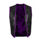 Custom purple biker vest in genuine cowhide leather with diamond stitching design, tailored for motorcycle riders who value durability and bold style. Handmade with precision, this vest ensures comfort, rugged appeal, and personalized options. Ideal for MC members, cruiser riders, or rebels looking for premium-quality biker vests to express individuality on and off the road.