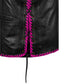 Detailed close-up of the diamond pink stitching on genuine cowhide leather vest, showing premium craftsmanship and handmade durability. Ideal for bikers, motorcycle club members, and riders wanting a standout customizable pink vest.