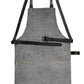 Gearforge cowhide leather apron for professional use. Includes multiple storage compartments, brass hardware, and a custom nameplate option. Designed for grilling, hairstyling, blacksmithing, or handyman work. A perfect personalized gift for hardworking men.

