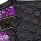 Handcrafted leather Purple Diamond Stitched MC Club Vest displayed with visible purple stitching details. Built for durability using premium cowhide leather, it features a zipper closure, functional chest pockets, and satin lining for comfort. This customizable biker vest is perfect for motorcycle clubs, rebels, and riders looking for a standout fashion statement and personalized leather motorcycle apparel.