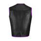 Handcrafted purple cowhide leather biker vest with diamond stitch design, built to last and tailored for motorcycle club riders. Featuring durable construction, adjustable side laces, and a sleek satin lining, this customizable leather vest blends rugged biker style with premium comfort. Perfect for customization and personalization to suit every motorcycle rider’s lifestyle.