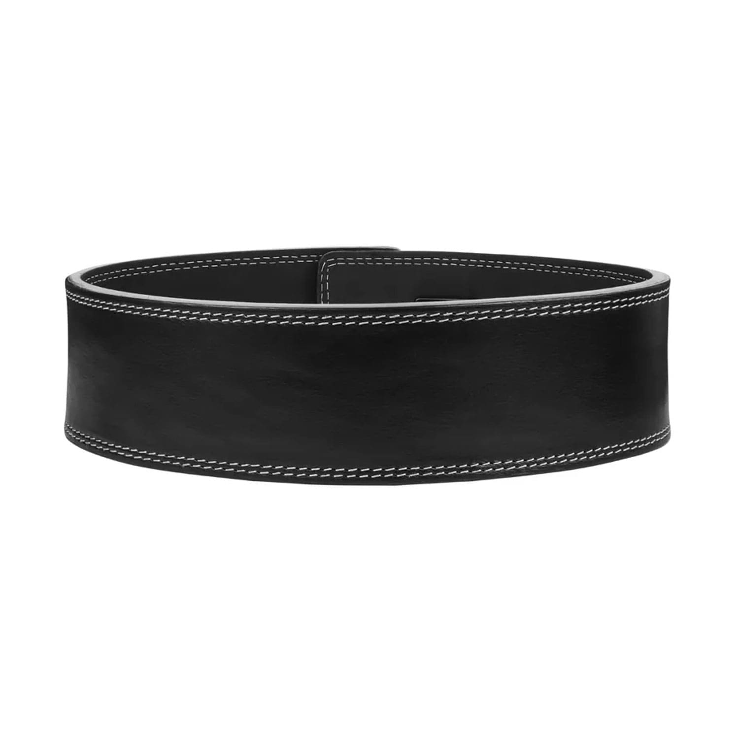 Handmade adjustable cowhide leather powerlifting belt with a solid lever buckle, displayed on a clean white background, showing premium craftsmanship, rugged build, and smooth leather finish, ideal for gym enthusiasts and powerlifters.

