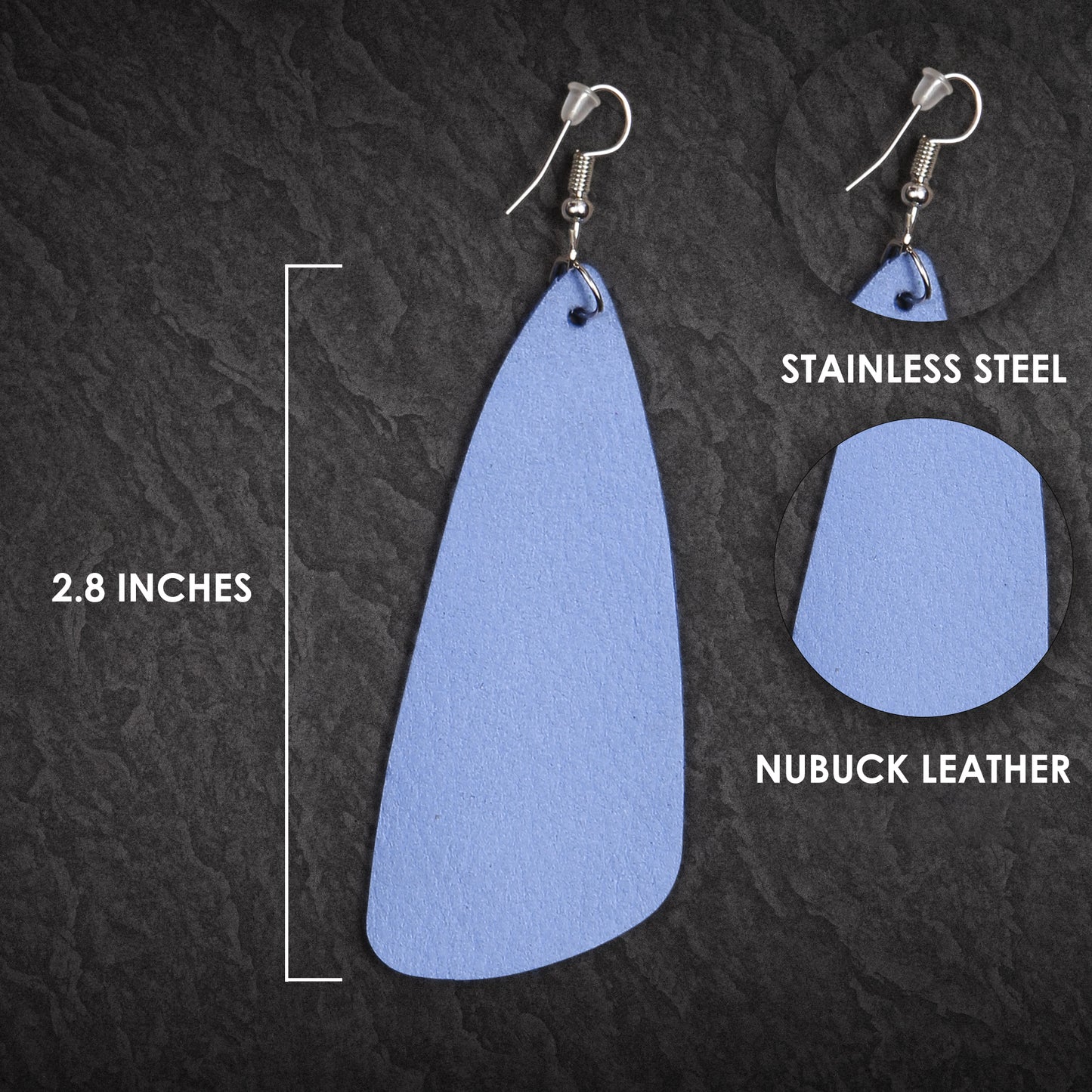Drop Leather Earrings - Nubuck Leather