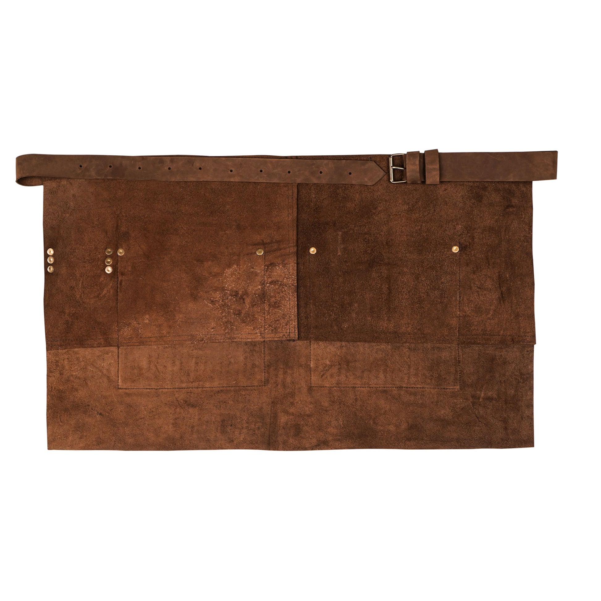 Leather waist apron with adjustable buckled straps and custom monogramming. Offers tool loops, towel ring, and pockets for scissors, brushes, tongs, or clippers. Perfect for hairstylists, barbers, BBQ enthusiasts, or crafters who need lightweight coverage and easy access to tools.

