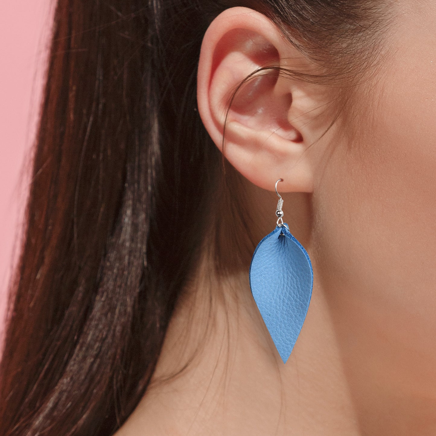 Leaf Leather Earrings - Nubuck Leather