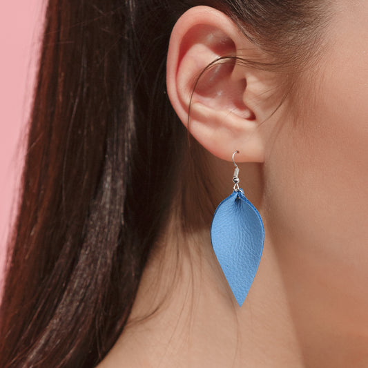 Leaf Leather Earrings - Nubuck Leather