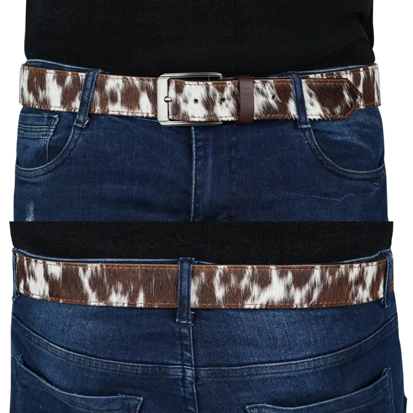 Natural cowhide leather belt displayed in premium gift-ready packaging, ideal for rustic fashion lovers, making it a thoughtful gift for men and women.

