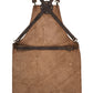 Rear view of the handmade pullup leather chef apron showcasing the adjustable cross-back leather straps, brass buckles, and reinforced stitching. Highlights ergonomic design for weight distribution and comfort during long hours of use. Ideal for professional chefs, BBQ grillers, barbers, and handymen seeking premium, functional leather workwear with a personalized fit.








