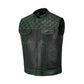 The Green Diamond Stitched MC Club Vest is more than just biker apparel – it’s a statement of rugged individuality. Handmade from A+ grade cowhide leather, this vest features durable construction, a satin-printed lining, and bold green diamond stitching. Ideal for motorcycle club members and rebels, it offers YKK brass zipper closure, concealed carry pockets, and customization for patches, colors, and sizes. A perfect biker vest for riders seeking both durability and style.