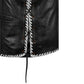 White leather biker vest for men made from premium cowhide leather, tailored for motorcycle riders, MC club members, and western fashion lovers. Features durable craftsmanship, snap button closure, lace-up sides, and customization options, making it the perfect riding vest for durability, biker style, and personal club identity.