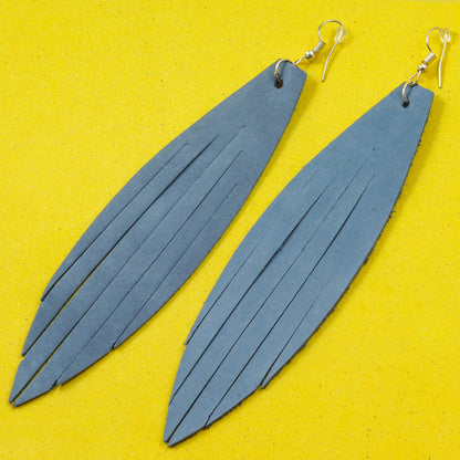Fish Fin Leather Earrings - Nubuck Leather