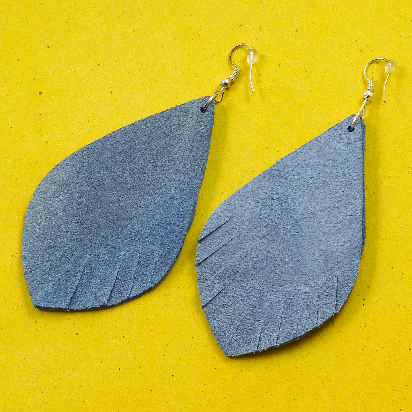Tri-Layer Drop Leather Earrings - Nubuck Leather