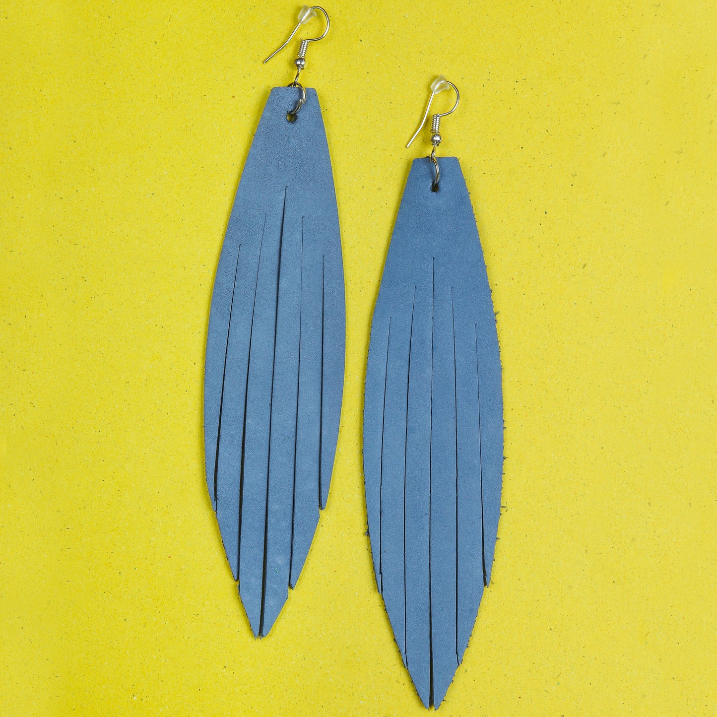 Fish Fin Leather Earrings - Nubuck Leather