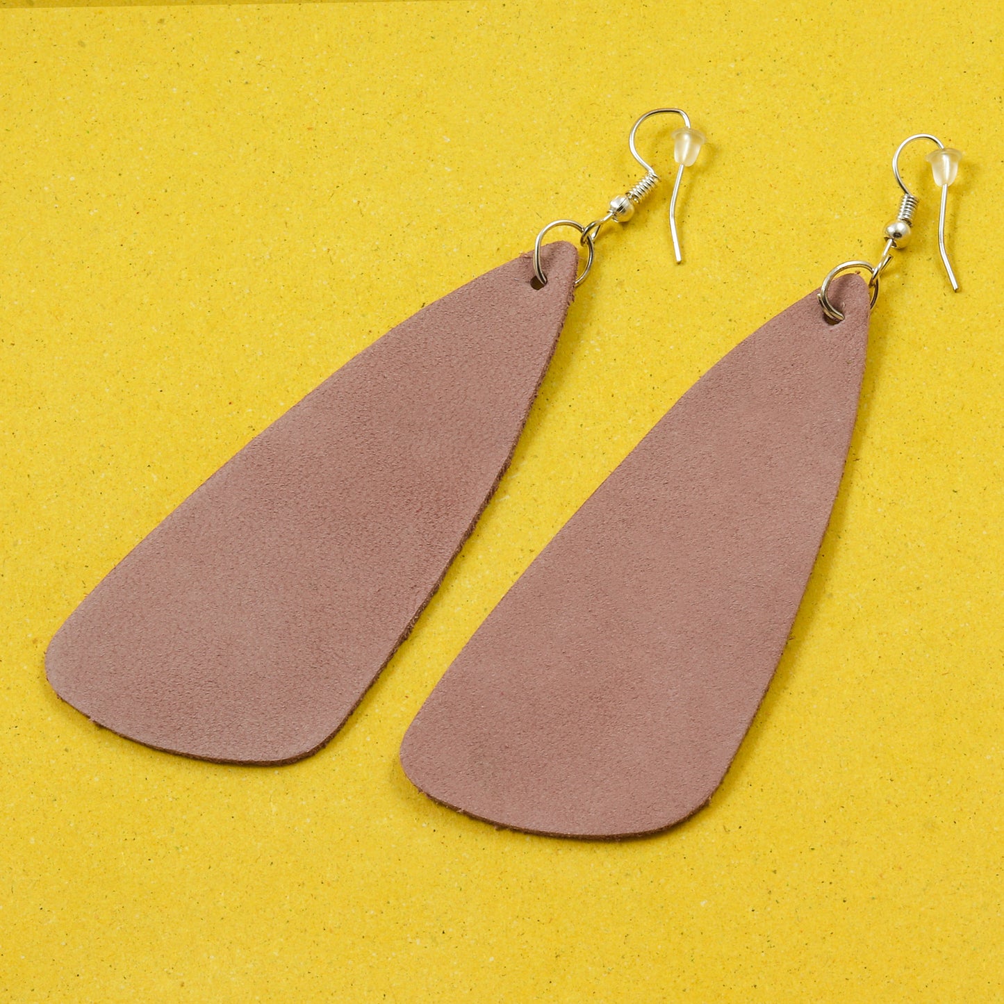 Drop Leather Earrings - Nubuck Leather