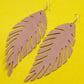 Cropped Leaf Leather Earrings - Nubuck Leather