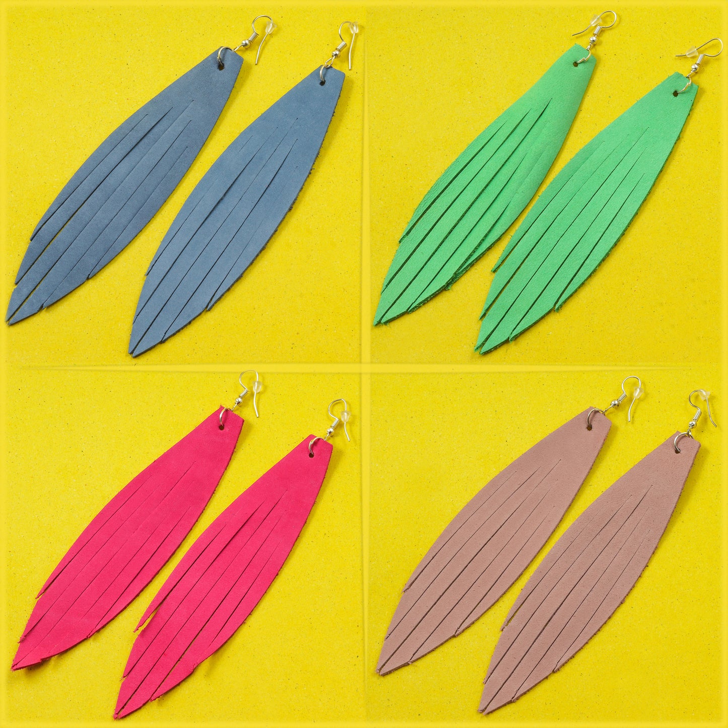 Fish Fin Leather Earrings - Nubuck Leather