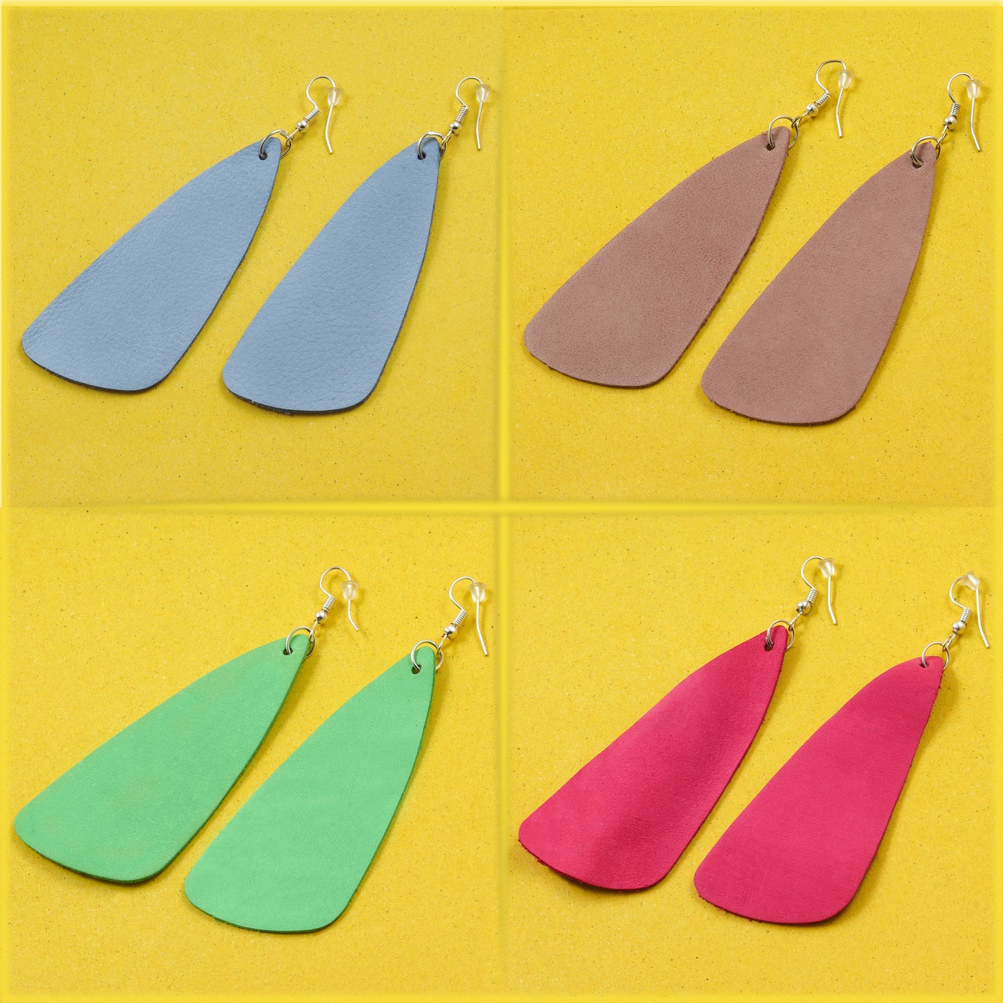 Drop Leather Earrings - Nubuck Leather