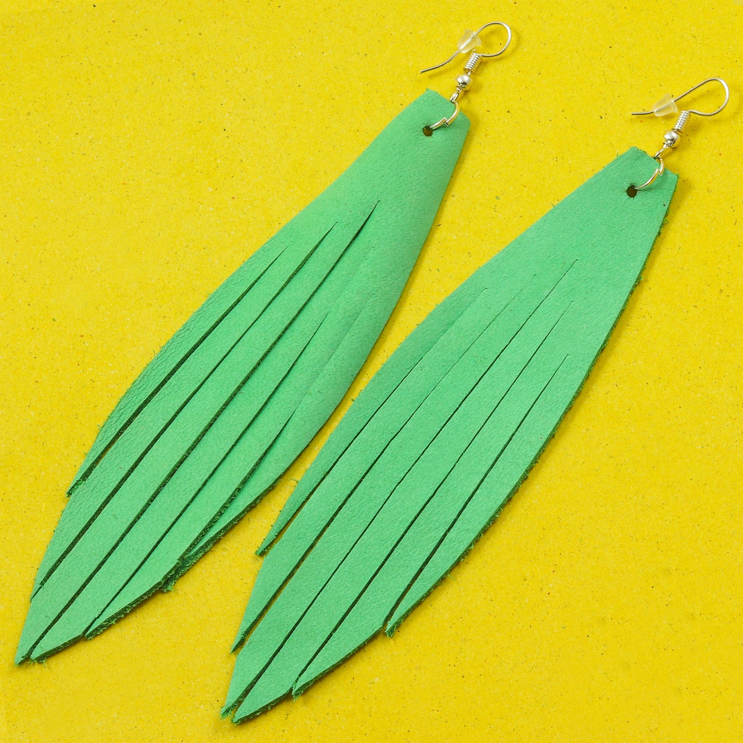 Fish Fin Leather Earrings - Nubuck Leather
