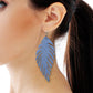 Cropped Leaf Leather Earrings - Nubuck Leather