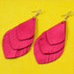 Tri-Layer Drop Leather Earrings - Nubuck Leather