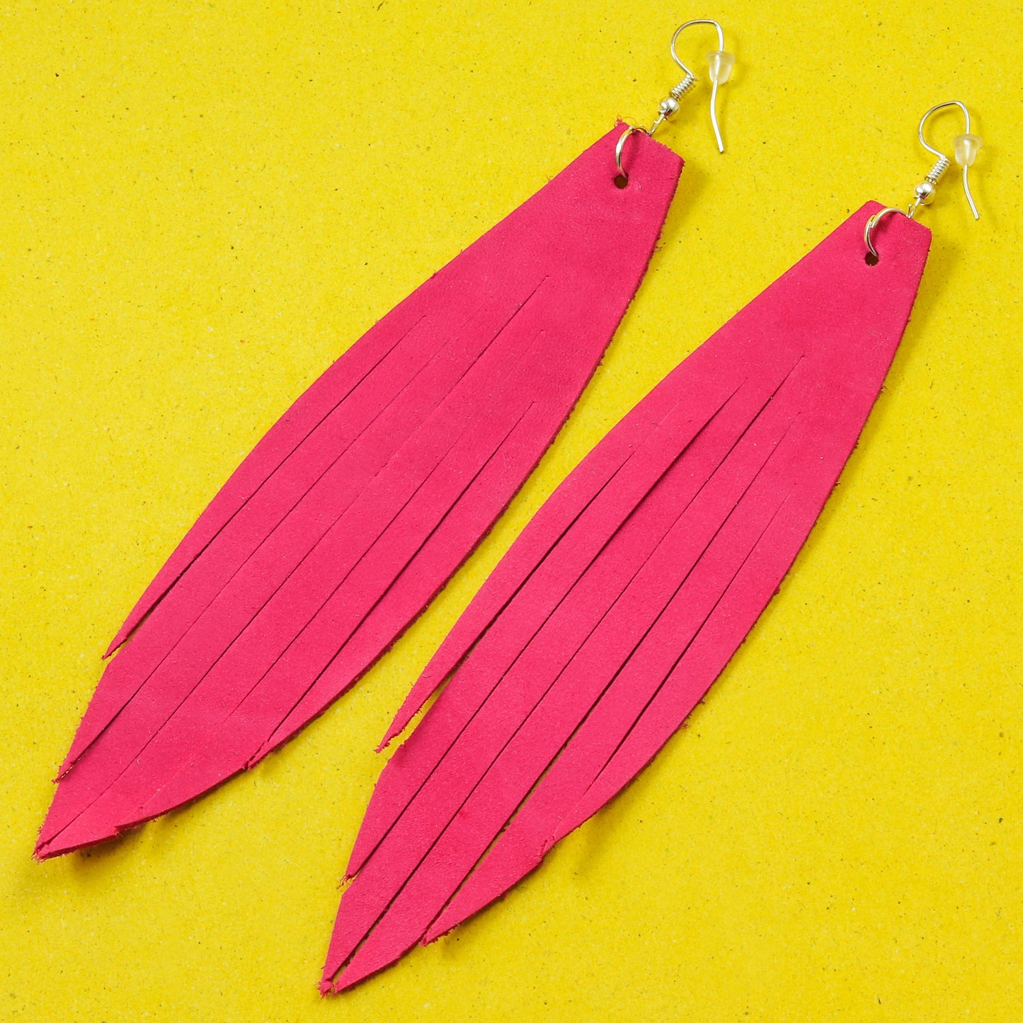 Fish Fin Leather Earrings - Nubuck Leather
